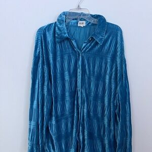 Bibi blue poly and spandex shirt, size large